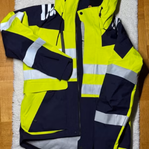 Heijastava työ- ja huomiotakki keltainen/tummansininen