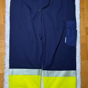 Työ-/huomiotyöhousut tummansiniset keltaisilla heijastimilla